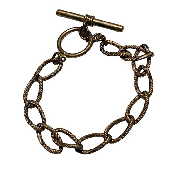 Vintage Gold Tone Chain Link Bracelet Classic Steampunk Fashion Jewelry Women - Picture 1 of 4